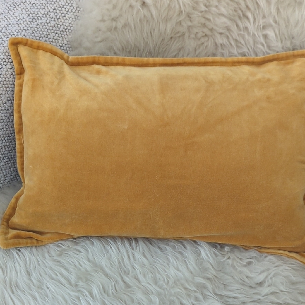 Crate&Barrel Mustard Velvet Accent Pillow